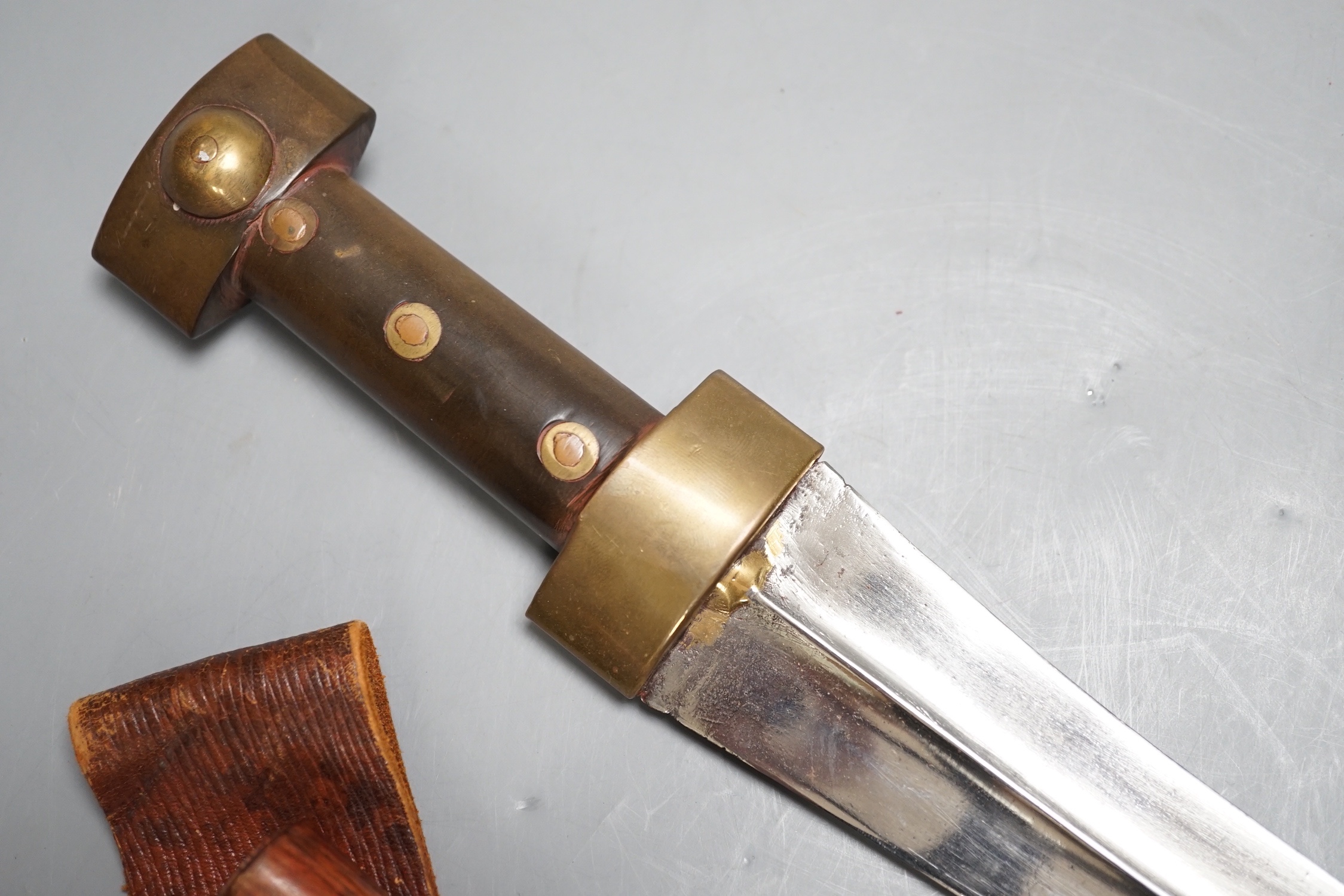 A Middle Eastern horn handle Jambiya dagger and sheath 39cm